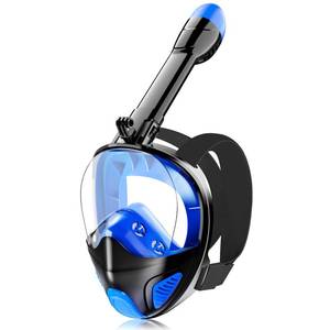 lot 11199 image: Full Face Snorkel Mask for Adults Teen, Snorkeling Gear with Detachable Camera Mount, Panoramic 180° View, Anti-Fog Anti-Leak Snorkling Set for Man and Women (Dark Blue-SM)