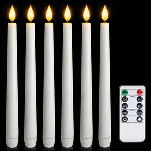 lot 11200 image: Meigic 6 Pcs Flameless Taper Candles with Remote and Timer, 9.6 Inches Plastic LED Candlesticks, White Battery Operated Window Candles, for Home Wedding Christmas Party Decoration