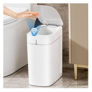 lot 11223 image: MOPALL Bathroom Trash Can with Lid, Motion Sensor Trash Can Automatic Touchless, 3.5 Gallon Smart Garbage Can with Lid,Auto-Adsorption Slim Small Waste Basket for Bedroom,Bathroom,Kitchen