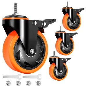 lot 11225 image: 4 inch Stem Caster Wheels 2000lbs, Threaded Stem Casters Set of 4 Heavy Duty,38-16 x 1(Stem Diameter 38, Length 1), Safety Dual Locking Caster, Industrial Castor Wheels for Cart,Furniture