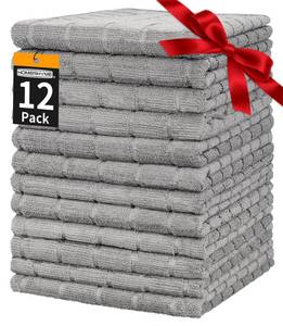 lot 11229 image: HOMERHYME Hand Towels, 12 Pack 2515 Gym Towels, Grey Quick Dry Lint Free Soft Absorbent Bulk Checkered Fingertip Washcloths Bath Towels for Bathroom Kitchen Salon Workout Shower