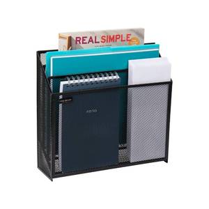 lot 11242 image: Mind Reader Vertical File Storage, Desktop Organizer, Workspace, Office, Metal Mesh, 12.5L x 3.75W x 11.5H, Black
