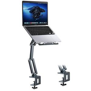 lot 11253 image: nediea Laptop Mount for Desk, Tablet Arm Mount with 360° Rotating, Aluminum Laptop Tray Adjustable, Foldable Computer StandHolder, Fit for 11-15 Inch Laptops (Grayish Green)