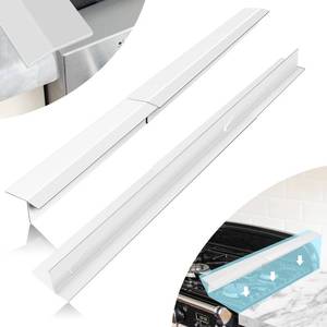 lot 12032 image: 16.5-33 Stove Counter Gap Covers, Stainless Steel Stove Gap Guard, Cooktop Trim Kit, Stove Gap Guards, Oven Gap Filler, Heat Resistant & Effectively Protect Stove Gap Filler,White(2PCS)