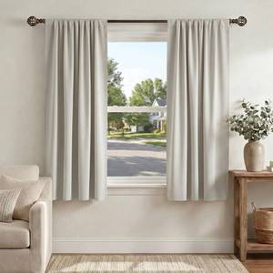 lot 12038 image: PONY DANCE Cream Blackout(70%-80%,Not 100%) Curtains 63 inch Long for Bedroom, Ivory Rod Pocket Thermal Insulated Room Darkening Living Room Privacy Window Drapes for Nursery, 42 x 63 inch, 2 Panels