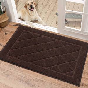 lot 12040 image: BEQHAUSE Dirt Trapper Door Mat 20 x 32, Doormat Non-Slip Entryway Rugs Washable, Dog Door Mat Stain Resistant and Absorbent Welcome Floor Mat for Front Back Door, Mud Wet Shoes & Paws, Brown