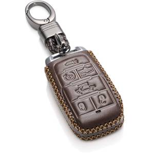 lot 12044 image: Vitodeco Genuine Leather Smart Key Fob Case Cover Protector Compatible with RAM 1500, RAM 2500, RAM 3500 2019 - 2026 (6-Button, Brown)