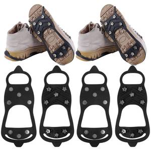 lot 12072 image: WBCBEC 2 Pairs Non Slip Gripper Spike Ice Traction Cleats Walk Traction Cleat Ice Snow Grips for Shoes, Boot with 8 Steel Studs Crampons