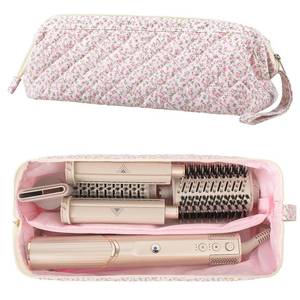 lot 12093 image: Voryssent Quilted Hair Tool Travel Bag, Shark Flex Style Travel Case For Dyson Hair Dryer Airwrap Bag, Curling Iron Bags Quilted For Shark Dyson Revlon Organizer Accessories - Pink Floral