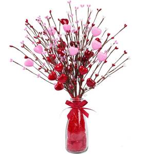 lot 12127 image: Shitailu Valentine��s Day Gifts, Artificial Red Berry Flower Stems Heart Shaped Berry Picks 4 Pcs for Valentine��s Day, Mother��s Day Chrismas, Wedding, Propose(NO VASE)