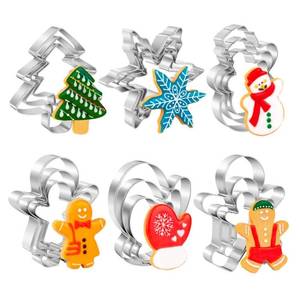 lot 12128 image: BYkooc Christmas Cookie Cutter Set,18 Piece Stainless Steel Winter Christmas Cookie Cutters Shapes for Baking - Christmas Tree,Snowflake,Snowman,Gingerbread Man,Gingerbread Girl,Mitten, Silver
