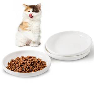 lot 12152 image: Howise 3 PCS Ceramic Cat Bowls, 5.5 in Pet Bowl Cat Dishes for Food and Water, Small Dog Dish(White)