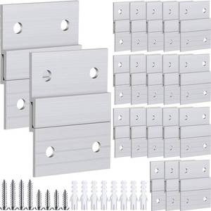 lot 12179 image: Therwen 40 Pcs French Cleat Picture Hanger Kit Heavy Duty Mirror Wall Mounting Brackets Z Clip Mirror Hanging Hardware Aluminum Hanger Supports (2 Inch)