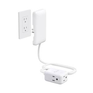 lot 12183 image: NUTICT Flat Extension Cord with 3 Outlets, 3FT Short Extension Cord Flat Wall Plug & Ultra-Thin Outlet Cover, 900J Surge Protection, 13A1625W, ETL Listed, White Outlet Extender for Kitchen Bathroom