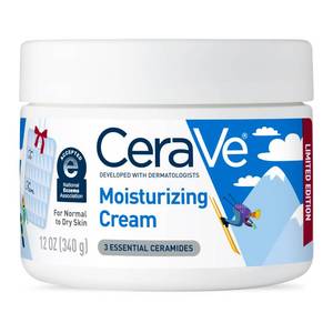 lot 12185 image: CeraVe Apr�s Ski Moisturizing Cream, Body and Face Moisturizer for Dry Skin, Hyaluronic Acid and Ceramides, Daily Moisturizer, Oil-Free, Fragrance Free, Non-Comedogenic, Limited Edition, 12 Ounce