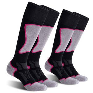 lot 12187 image: CS CELERSPORT Womens Merino Wool Ski Socks, 2 Pack Thermal Warm Winter Thick Knee High Snowboarding Skiing Socks, BlackRose Red, Medium
