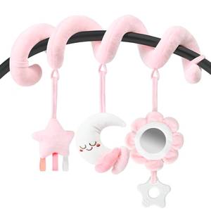 lot 12193 image: Yierchoo Spiral Car Seat & Stroller Activity Toy, Crib Hanging Rattles Toys for Ages 0-12 Months, Mirror, Textured Ribbons, Squeaky Carseat Stroller Toys, Newborn Baby Girl Gifts