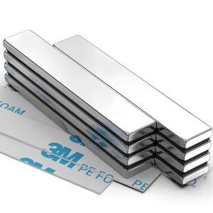 lot 12198 image: 8 Pack Magnets, Caturledas Heavy Duty Strong Rare Earth Neodymium Magnets with Double Sided Adhesive, Rectangular Bar Magnetic Strip for Fridge Kitchen Garage Office Science Craft, 60x10x3 mm, Silver