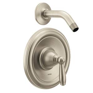 lot 12220 image: Moen Brantford Brushed Nickel Posi-Temp Pressure Balancing Shower Trim Kit Featuring Shower Lever Handle (Without Showerhead), Valve Required, T2152NHBN