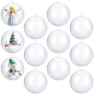 lot 19040 image: ANVAVO 12 Pieces 5.5 inch Christmas Clear Plastic Fillable Ball Ornaments DIY Craft Transparent Baubles Shatterproof Christmas Tree Hanging Ornaments for Xmas New Years Birthday Wedding Home Decor
