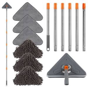 lot 19042 image: ZYHZYHA Wall Cleaner Mop with Adjustable 67 Long Handle, Sturdy Wall Washer Cleaner Tool for WallsCeiling FansDustFloorsWindow, 360°Ceiling Cleaner Tool Duster with Squeegee 6 Replacement Pads