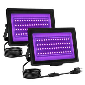 lot 19044 image: uwiner 2 Pack 40W LED Black Light IP66 Waterproof,Blacklight with Plug and Switch,Flood Light for Glow Party,Halloween Decoration, Body Paint, Fluorescent Poster, Stage Lighting,Neon Glow,5.25Ft Cord