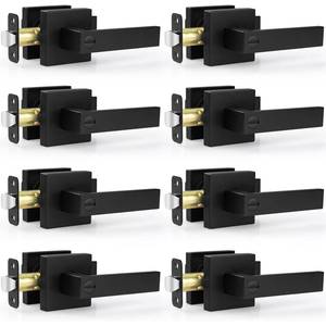 lot 19054 image: Estmoon 8 Pack Door Handles Black Interior Door Knobs, Keyless Privacy Door Levers with Lock Heavy Duty Door Handle for Bedroom Bathroom