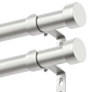 lot 19078 image: KAMANINA Curtain Rods 2 Pack, Heavy Duty Curtain Rods for Windows 48 to 84 Inch, 1 Inch Silver Modern Drapery Rod with End Cap (32-86, 2Pack)