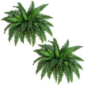 lot 19081 image: Nearly Natural 40in Hanging Artificial Fern Plant, Set of 2 - Realistic Silk Plant, Faux Greenery For Home Living Room Decor Natural Look Low Maintenance