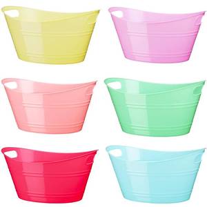lot 19084 image: Patelai 3 Pcs Ice Buckets Bulk, Plastic Ice Buckets with Handles, Oval Storage Tub, Large Capacity Drink Tub for Party Bar Wine Beer Champagne Beverage Bottle Cooler(4.5 Liter,Fresh Color)