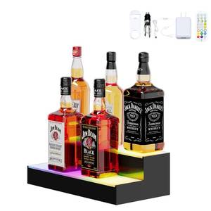 lot 19108 image: Dethan 2 Tier 15 Inch Liquor Bottle Display Shelf - Wine Racks with Multi-Color, Acrylic Bar Shelves for Commercial Clubs