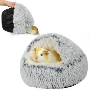 lot 20124 image: Soothing Guinea Pig Hideout, Doughnut Guinea Pig Bed with Hooded Cover, Washable Hamster Rabbit Bunny Bed, Washable Round Cave Beds for Small Animal Bunny Rabbit Hideout (Grey)