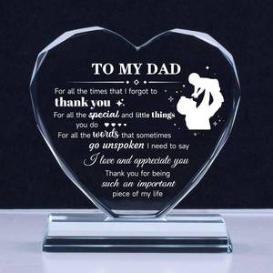 lot 20131 image: TIKTREE Dad Gifts for Fathers Day from Daughter Son Wife, K9 Crystal Heart-Shaped Keepsake Plaque Decorative Gifts for Dad Husband, Meaningful Birthday, Christmas, Thanksgiving Present for Fathers