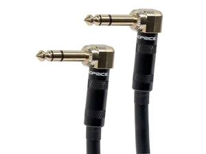 lot 20132 image: Monoprice 14-Inch TRS Male to 14-Inch TRS Male Guitar Pedal Patch Cable - 8 Inch - Black, Right Angle Connectors - Premier Series