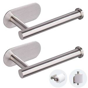 lot 20143 image: JOPOFI Toilet Paper Holder - Self Adhesive Toilet Paper Holder Wall Mount for Bathroom, SUS 304 Stainless Steel Command Strip Toilet Paper Roll Holder Stick On, No Drilling - Brushed Nickel��2 Pcs��