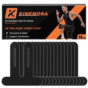 lot 20146 image: 14 Pcs Precut Kinesiology Tape for Knees - Knee Support & Stability, Reduces Pressure Feel, Waterproof, Elastic Strong Adhesive Athletic Tape, Latex-Free, Breathable, for Running, HIIT, Squats