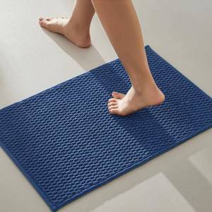 lot 20164 image: TYUU Bathroom Rugs Non Slip Washable, Super Absorbent Thin Bath Mat Small Quick Dry Low Pile Bathroom Rug, Navy Blue 16x24