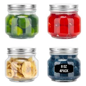 lot 20187 image: ODDMUCK Glass Mason Jars, 4 Pack 8oz Clear Glass Regular Mouth Canning Jars with Lids for Sealing, Ideal for Food Storage, Snacks, Candies, Jam, Honey, Wedding Favors, Shower Favors, DIY Projects