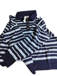 lot 20227 image: GAP Navy Blue Striped Long Sleeve Polo Shirt Large
