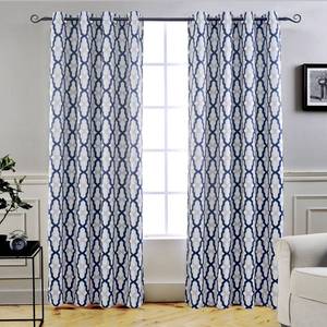 lot 20230 image: DriftAway Mason Thermal Blackout Grommet Window Curtains Geometric Trellis Pattern 2 Panels Each 52 Inch by 84 Inch Navy