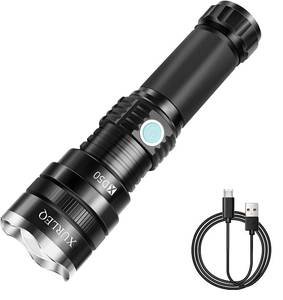 lot 20258 image: XURLEQ Flashlight Rechargeable Flashlights Flashlight 3 Modes Adjustable Waterproof Tactical Flashlight LED Flashlight for Camping Biking Hiking Outdoor Emergency