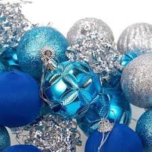 lot 7639 image: Blue and Silver Christmas Ornament Set