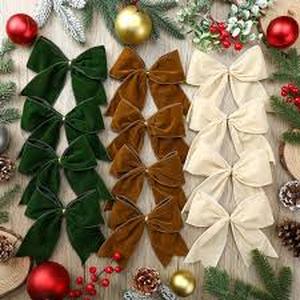 lot 8070 image: Decorative Velvet Bow Ornaments