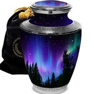 lot 11190 image: Northern Lights Aurora Glass Urn