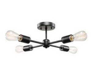 lot 24633 image: Globe Electric Vane 4-Light Matte Black Flush Mount Ceiling Light  66008