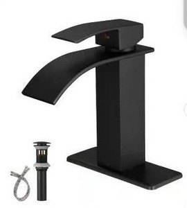 lot 24663 image: Matte Black Waterfall Bathroom Faucet