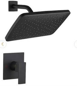 lot 24673 image: Single Handle 1-Spray Square Shower Faucet Set 2.5 GPM with High Pressure Shower Head in. Matte Black