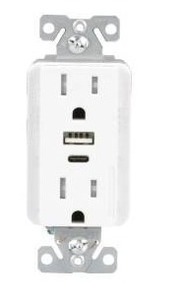 lot 24689 image: Eaton USB Combo Wall Outlet with Box