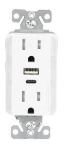 lot 24690 image: Eaton USB Combo Wall Outlet with Box