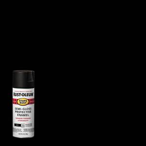 lot 24710 image: Black  Rust-Oleum Stops Rust Semi-Gloss Protective Enamel Spray Paint-7798830  12 oz